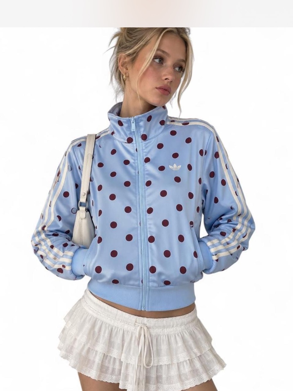 Adidas Light Blue Polka Dot Track Jacket